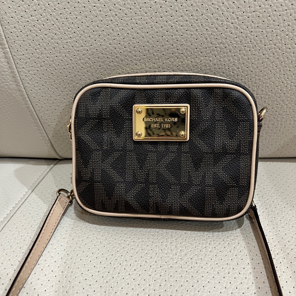Michael Kors Brown and Cream Crossbody Bag